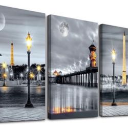 3-Piece Cityscape Canvas Wall Art Set – Night Lights / Modern Decor