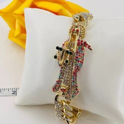 The Grim Reaper Gold Plated Bracelet Colors Stones 