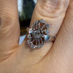 14K White Gold Natural Diamonds Ring