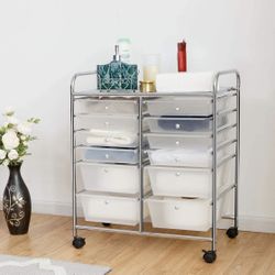 12-Drawer Rolling Storage Cart, Clear For Sale $39.00 50%+ OFF Retail $79.99 NEW IN BOX