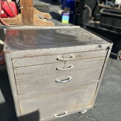 Vintage metal industrial storage cart