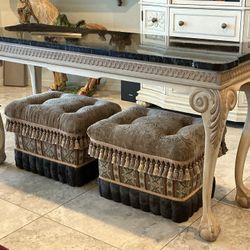 Console / SofaTable With 2 Matching Ottomans.  