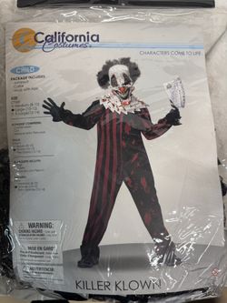 Killer Klown Kids Costume Size Large 10-12