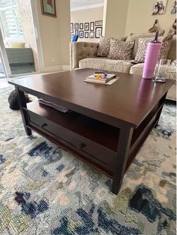 Walnut Coffee Table with Storage – 36” Square