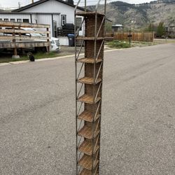 63.5" Metal and Wicker Standing CD Tower Rack Stand 10 Tier