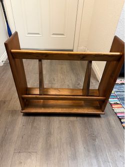 Vintage Solid Wood Magazine Rack | Newspaper Holder | Book & Vinyl Storage
