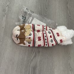 Fleece Reindeer Elk Christmas Sock