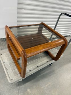 Mid-Century Modern Bentwood Glass Top End Table
