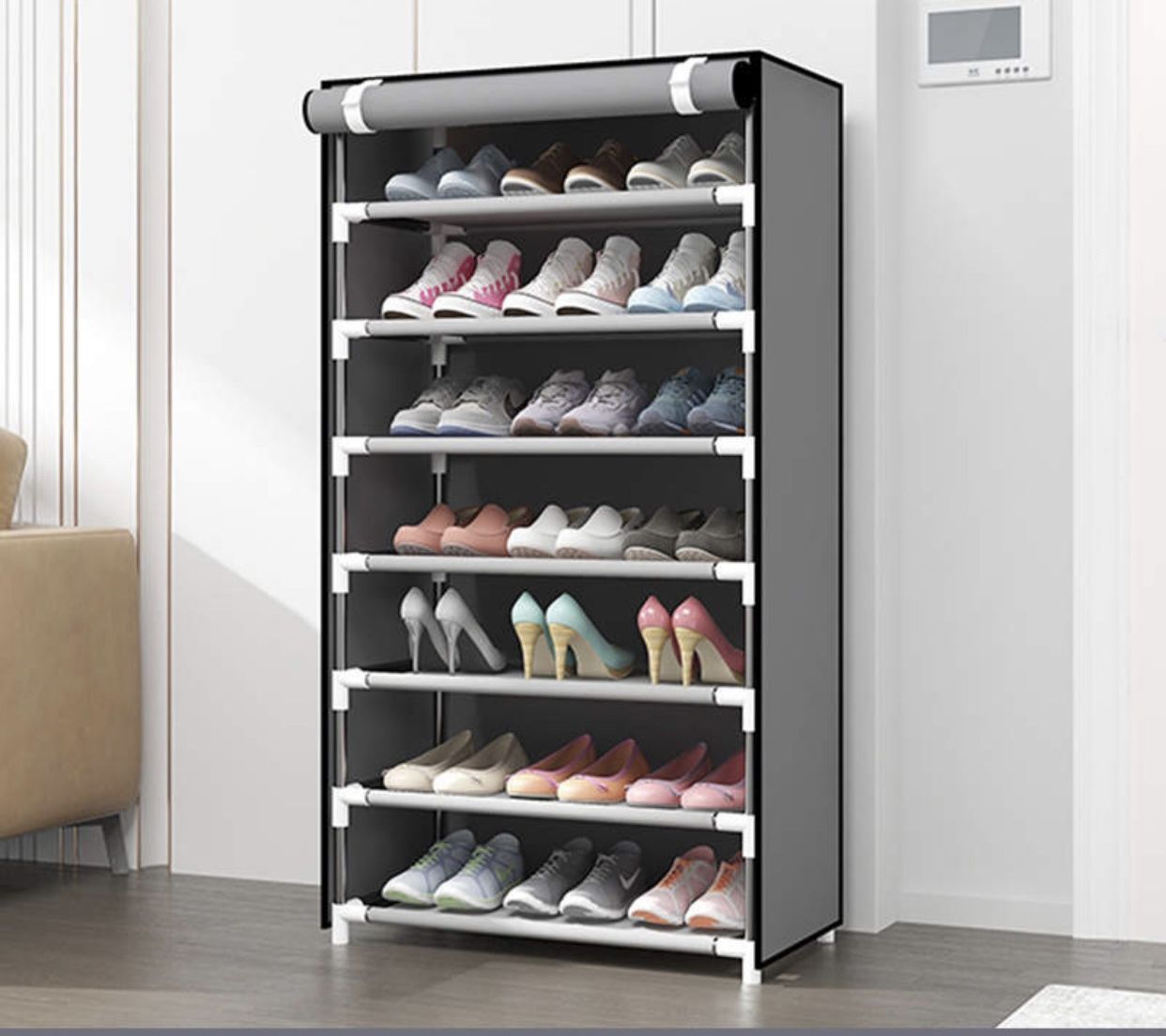 7 Tier Shoe Rack Or Storage Organizer With Cover