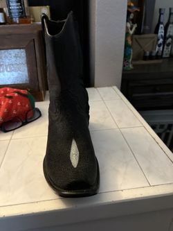 black western boots are crafted from genuine stingray skin,