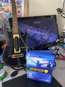 PS4 Guitar Hero Live BUNDLE Guitar WITH Dongle AND Game TESTED PlayStation