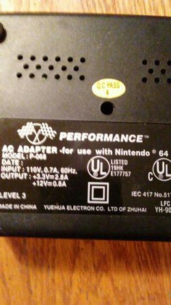 PERFORMANCE AC ADAPTER NINTENDO 64