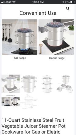 11-Quart Stainless Steel Fruit Vegetable Juicer Steamer Pot Cookware for Gas or Eletric Range