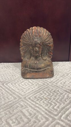 Cast Iron Native American Chief Bust Figurine