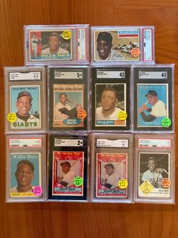 🥎 (14) WILLIE MAYS BASEBALL CARDS * 1956 ~ 1969 * (10) CARDS GRADED 👁️