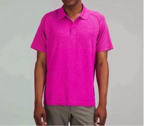 LULULEMON Metal Vent Tech Polo 2.0 Shirt in Pink Clay/Purple Highlight, Men's XL