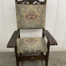 VINTAGE / ANTIQUE THRONE CHAIR, CARVED FIGURAL, 