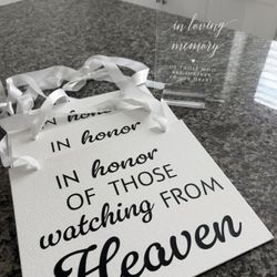 Wedding Memorial Chair Signs – “Watching From Heaven” + “In Loving Memory” 