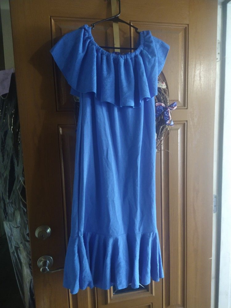 Lularoe Blue Off The Shoulder Dress New