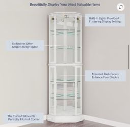 BELLEZE Ashfield Curio Cabinet – White / Vitrina Belleze Ashfield
