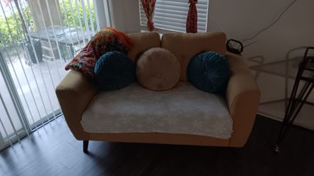 Beige Fabric Loveseat Sofa