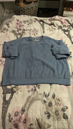 Blue Crew Neck Fleece Sweatshirt