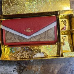 Coach -new RED wallet With Chain And Interchangeable Charms-C1688