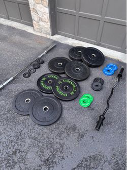 Bumper bars set, 6ft Barbell, EZ Curl Bar