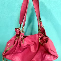 Juicy Couture Hobo Hand Bag Leather Pink Purse 