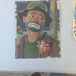 Hand Painted Of Sad Clown Picture
