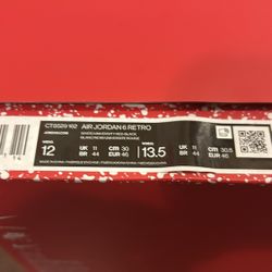 RE D SPLATTER SIZE 12 Air Jordan 6 Retro 6