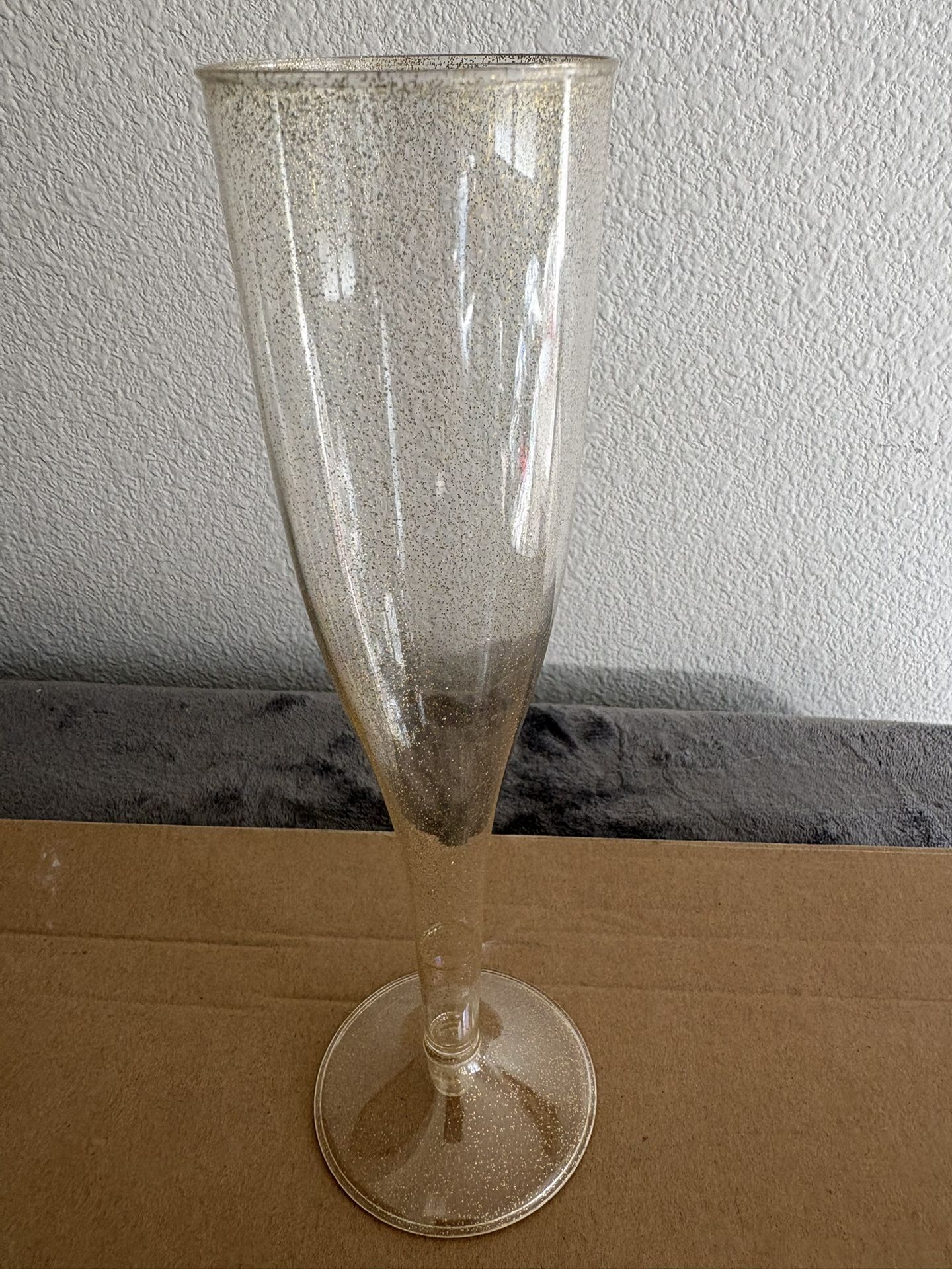 Glitter Gold Plastic Champagne Glasses