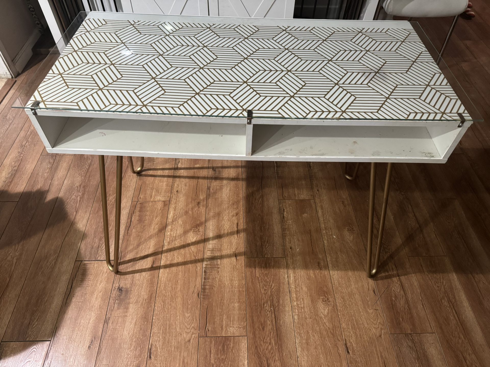 Mainstays Hairpin writing desk white gold