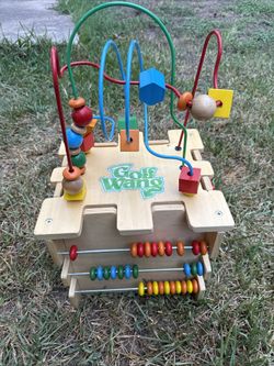 Wooden Activity Cube for Toddlers, 5-in-1 Educational Learning Toy, Bead Maze