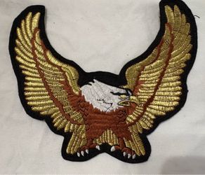 Large Embroidered Majestic Bald Eagle Biker Patch - 7 Inch