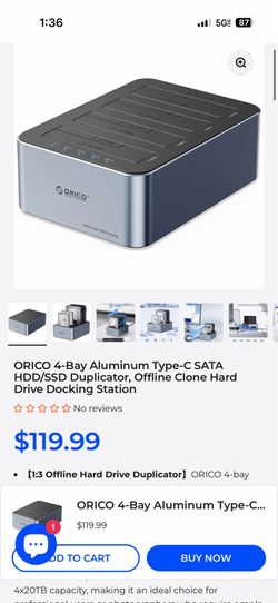 ORICO 4-Bay Aluminum Type-C SATA HDD/SSD Duplicator, Offline Clone Hard Drive Docking Station