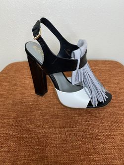 TOD’S Tricolor Leather Fringe Slingback Sandals