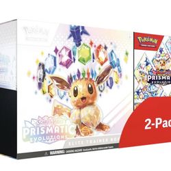 Pokémon TCG Prismatic Evolutions ETB with Booster Bundle Costco 2-Pack Sealed