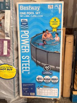 Bestway Power Steel 18’ x 48” Round Above Ground Pool Set Brand New In Box