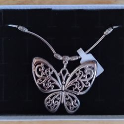 Retro Ethnic Style Hidden Geometric Carving Hollow Butterfly Pendant Necklace $15
