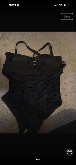 Torrid size 2 Black One-Piece Swimsuit with Lace-Up Detail