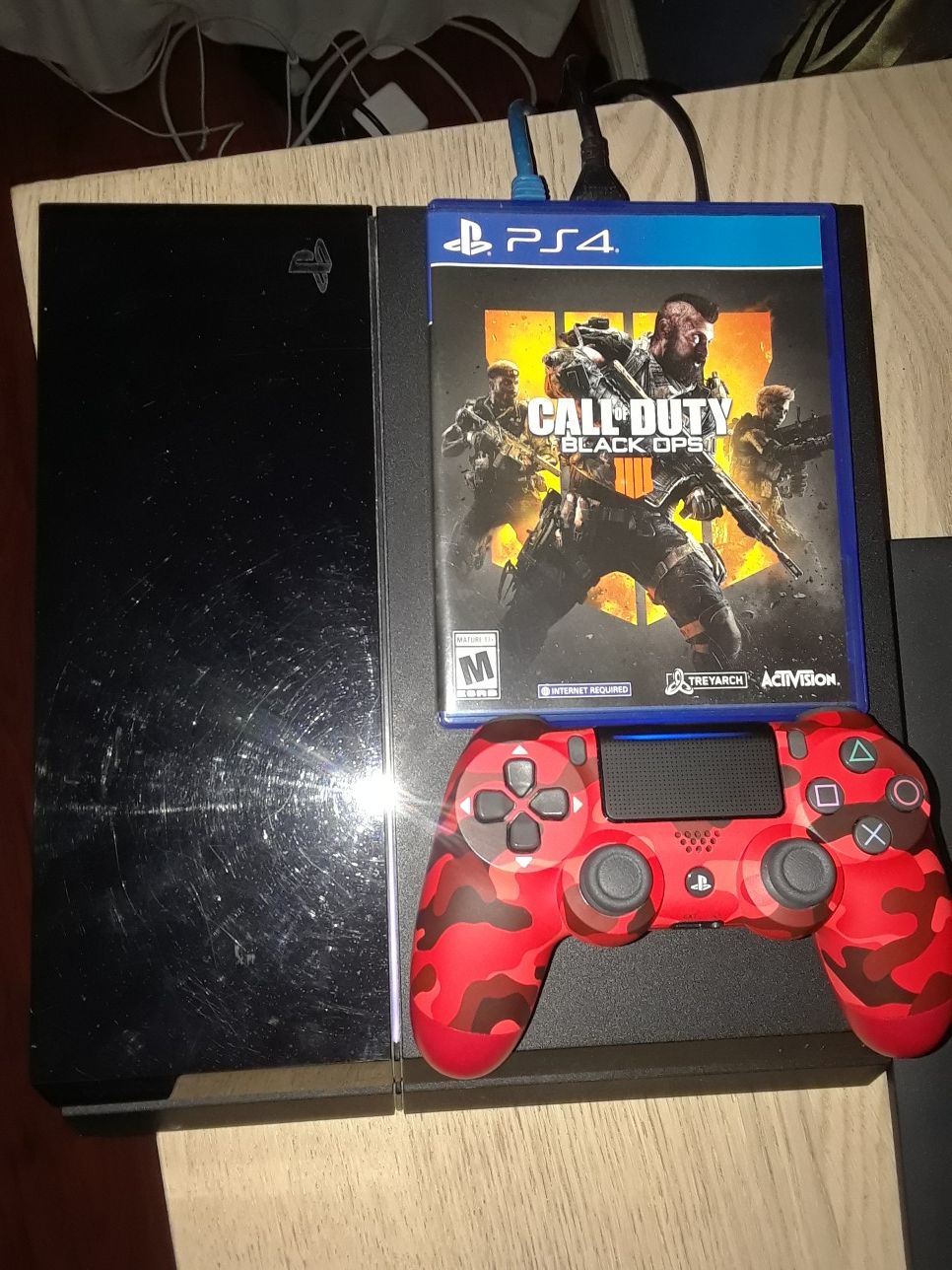 PS4 with Controller and Black Ops 4
