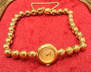 RARE Vintage 1986 Seiko Quartz Ladies Round Gold Bead SGP Bracelet Watch  ( Working )