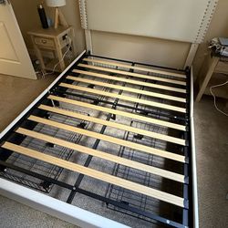 Full Size White Bed Frame with Storage Drawers