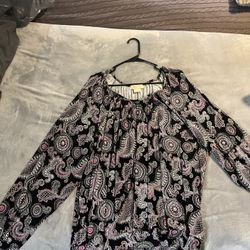 Michael Kors Plus size (3X) Pink/Black Paisley L/S Tunic 