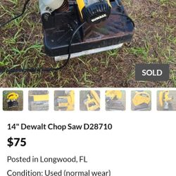 14" Dewalt Chop Saw D2871.  IGNORE THE SOLD STATEMENT.