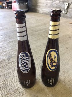 Baseball related Coors and 7UP bottles
