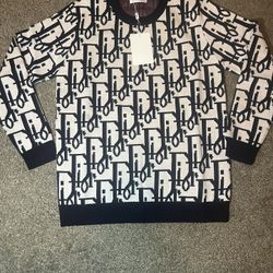 Dior Oblique sweater in a black and white all-over logo pattern Size L