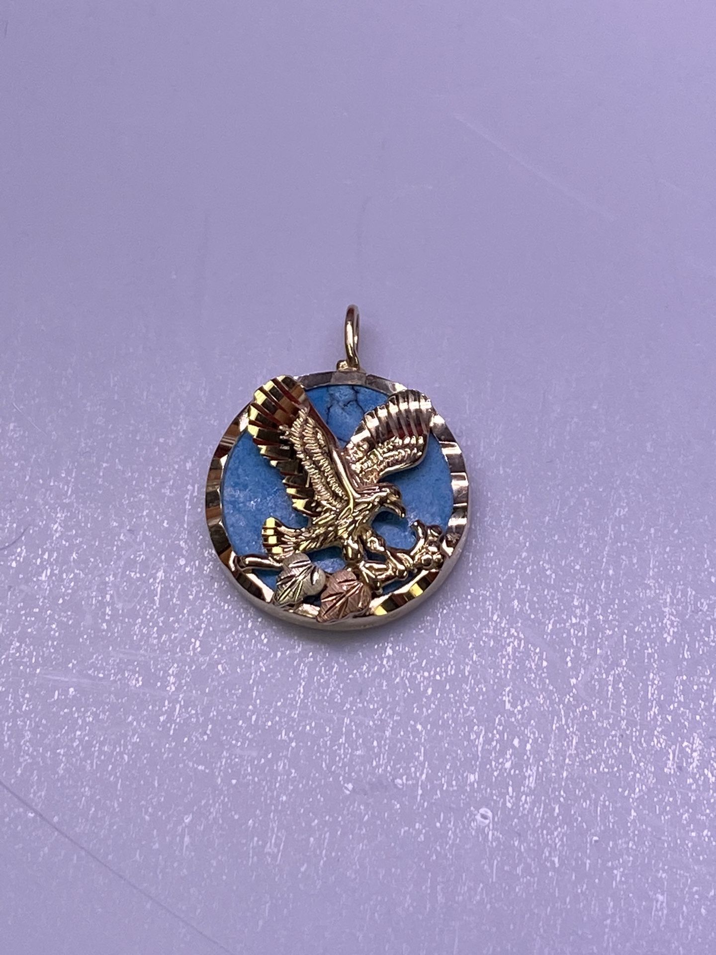 10k Turquoise Eagle Pendant 