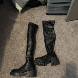 2 Pairs Of Black, Thigh High Boots